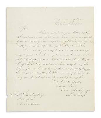 (JACKSON, ANDREW.) Group of 12 letters and documents Signed by Jackson cabinet members.